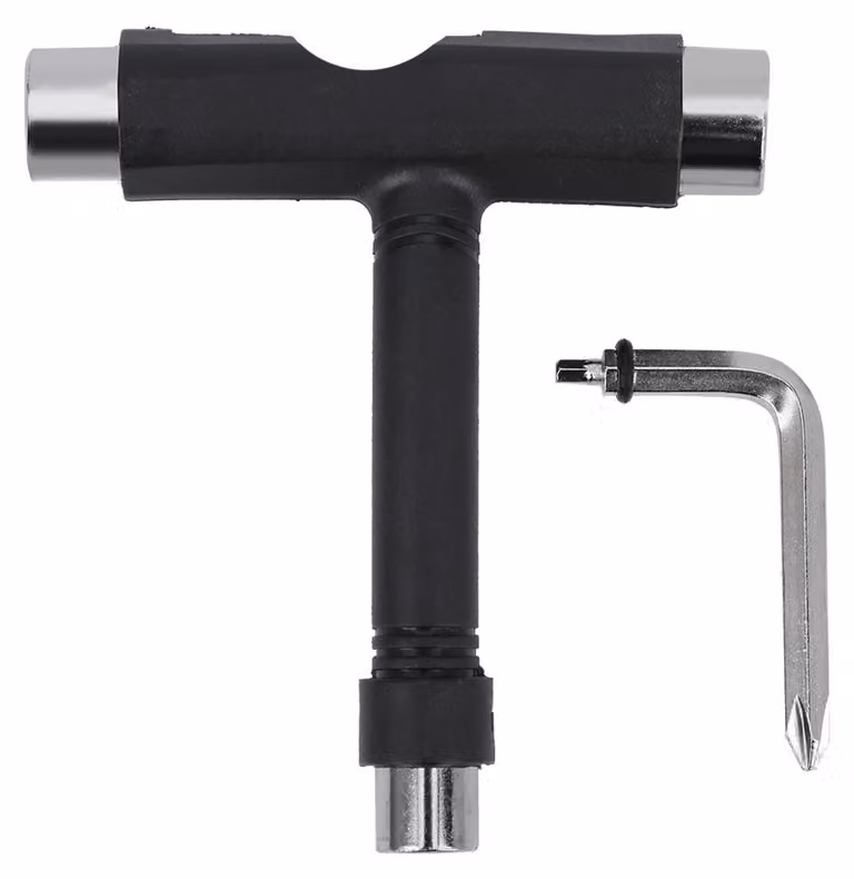 Set di attrezzi professionali per skateboard, chiave inglese multiuso L/T, cinque funzioni, nero
