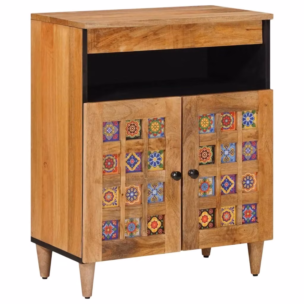 Credenza buffet moderna in legno di mango massello naturale L 60 x P 33,5 x H 75 cm – 2