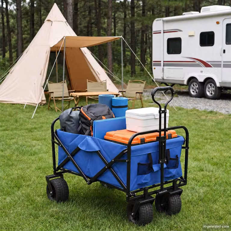 Carrello della spesa pieghevole vidaXL Blu L: 89 cm, P: 63 cm, H: 96 cm
