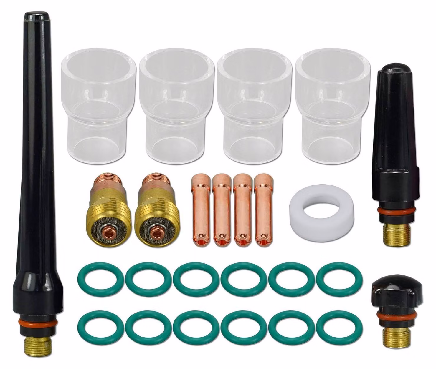 Solidchoice - Set di componenti per ugello a gas "Stubby" per saldatura TIG, compatibile con torce WP 17, 18, 26, composto da 26 pezzi