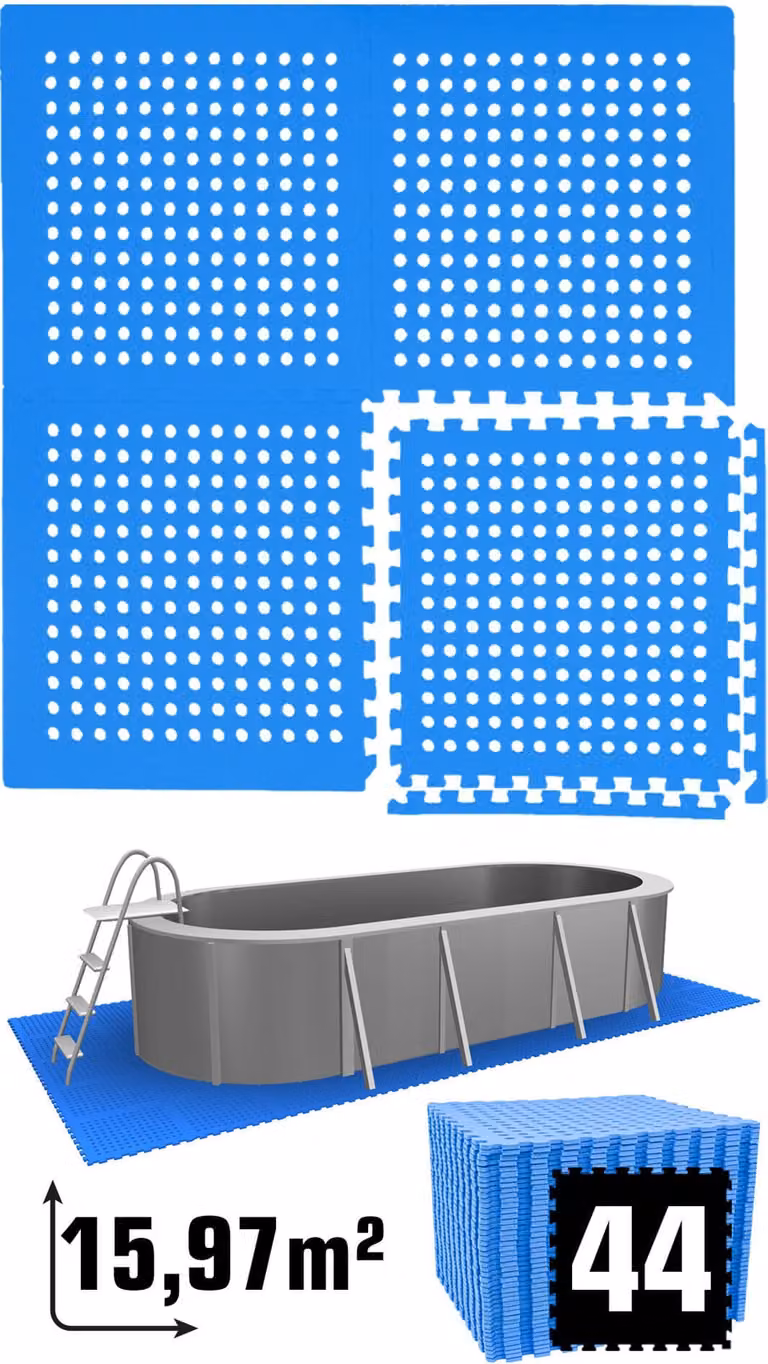 sottofondo per piscina 16 m² - 44 tappetini EVA 62x62 - set di tappetini - sottofondo per piscina