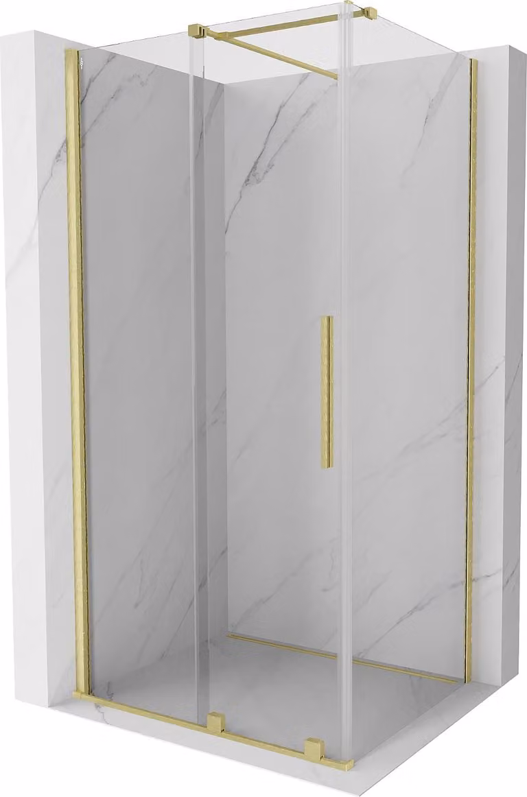 Mexen Velar cabina doccia scorrevole 100 x 80 cm, trasparente, oro spazzolato - 871-100-080-01-55