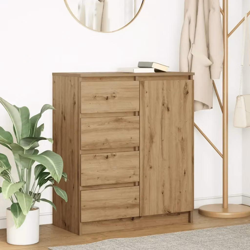 Credenza moderna in legno color rovere con cassetti per soggiorno e sala da pranzo L: 71 cm, P: 35 cm, H: 84 cm – 2