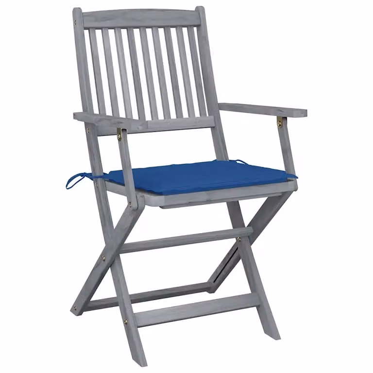 Set di 4 sedie pieghevoli vidaXL in legno di acacia con cuscini in tessuto resistente ai raggi UV per giardino e terrazza