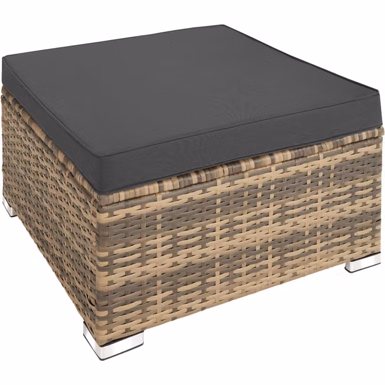 Set salotto da giardino moderno TecTake GmbH in polyrattan con cuscini inclusi e coperture rimovibili, colore beige/sabbia/grigio
