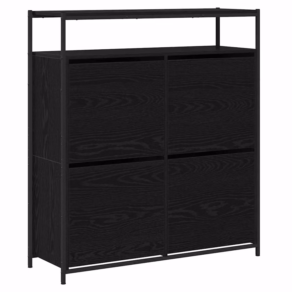 Mobile porta scarpe moderno vidaXL nero con ante a battente L: 100 cm, P: 34 cm, H: 112 cm – 2