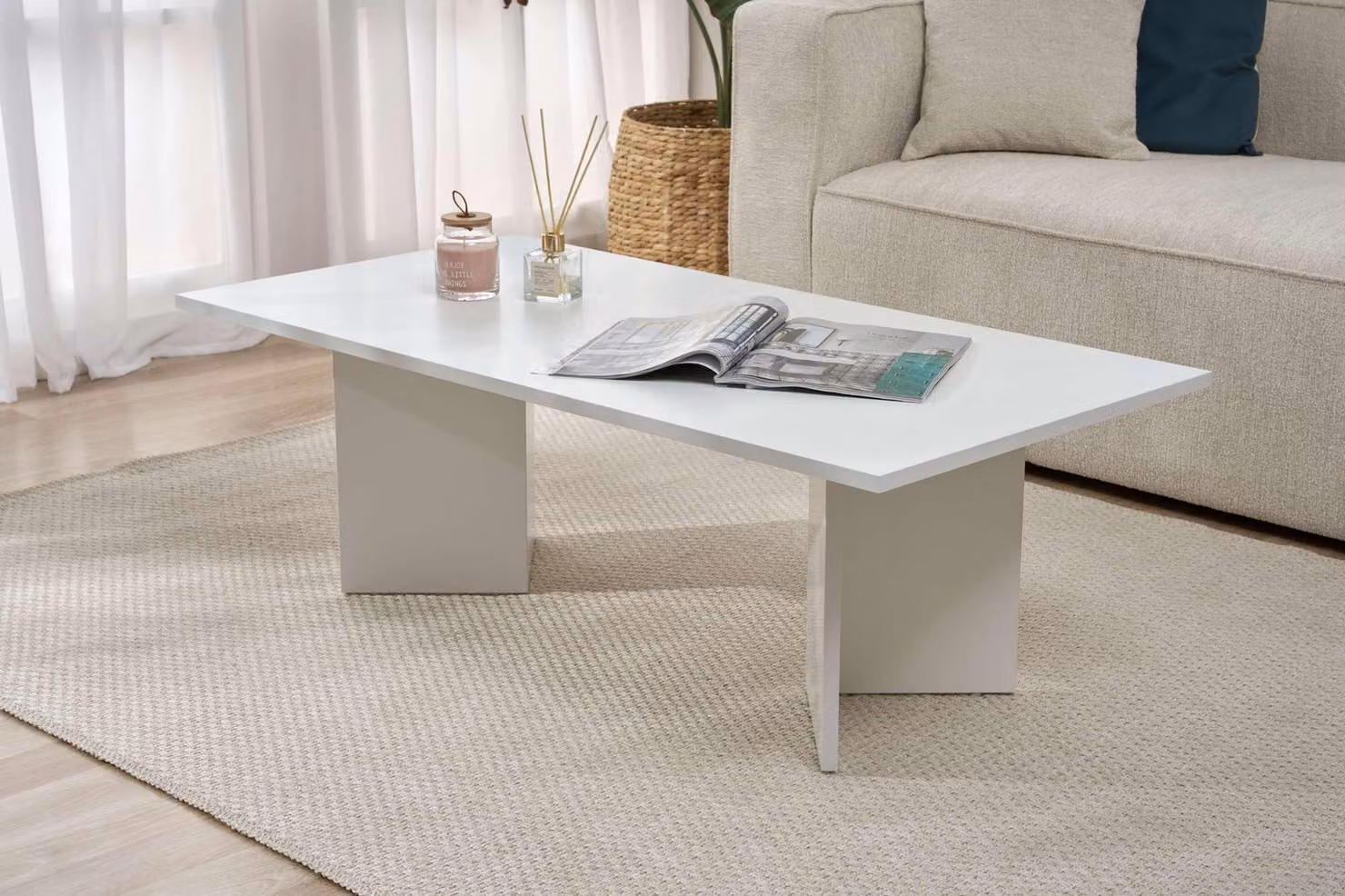Skye Decor, Sabin - White, tavolino, bianco, piano in melamina al 100%, 119 x 60 x 40 cm