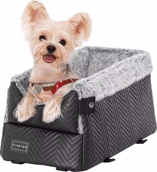 Cuccia per auto con console centrale - Materassino per cani di piccola taglia, colore nero - Lavabile