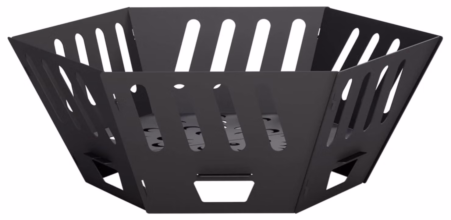 Focolare nero, dimensioni 60 x 60 x 23 cm, in acciaio