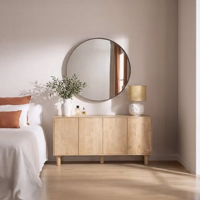 Cassettiera Bondi Banak in legno di mango color beige stile moderno – 1