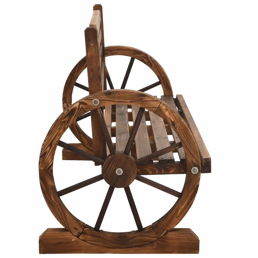 Panchina da giardino vidaXL in legno massello di abete marrone con braccioli L: 112 cm, P: 61 cm, H: 78 cm – 2