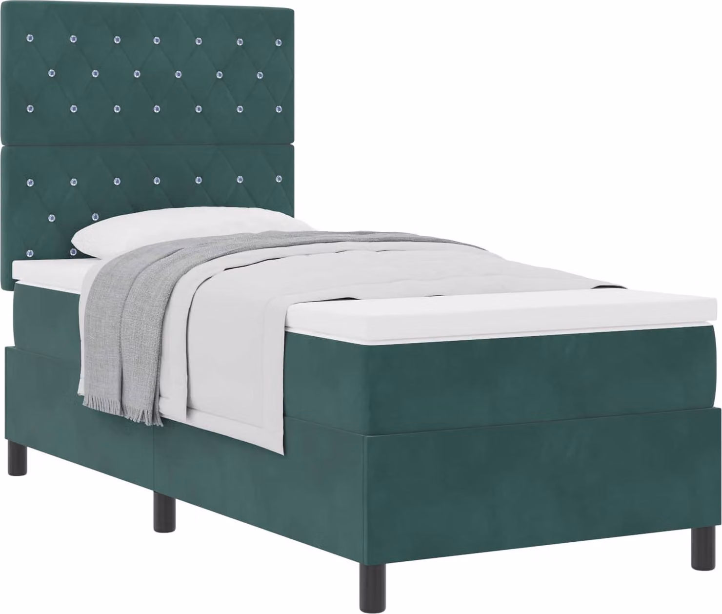 SYFAX™ Letto a molle con materasso Verde Scuro 90 x 190 cm Tessuto