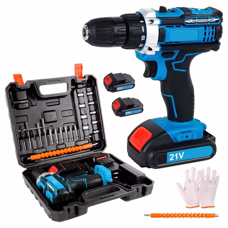 Trapano avvitatore a batteria - 21 V - Motore brushless - 45 Nm - 1800 giri/min - Trapano senza fili - 2 batterie