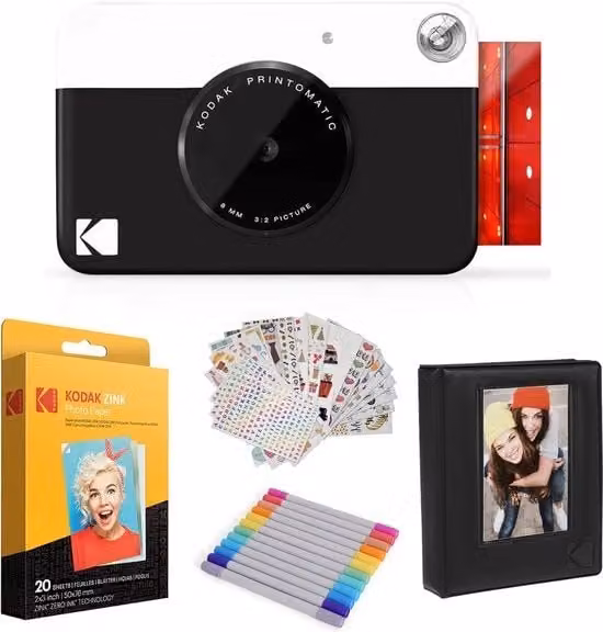 Stampante fotografica portatile Kodak Instant Camera bianca con tecnologia di sublimazione di dye colorante