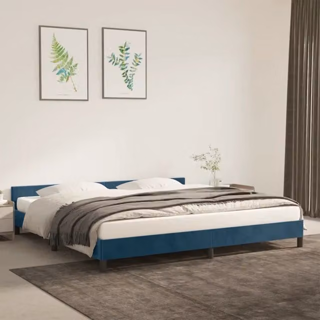 Giroletto senza Materasso Blu Scuro 200x200 cm in Velluto 347595