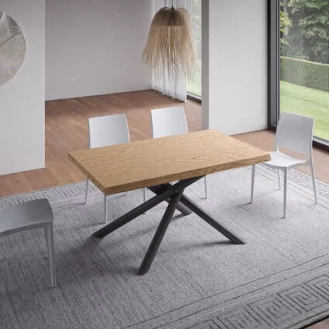 Tavolo allungabile rettangolare Itamoby in legno rovere e metallo antracite