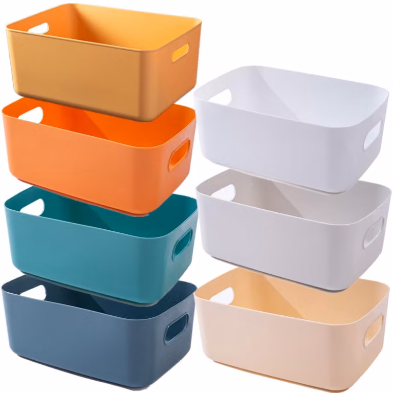 Omgoods - Ceste portaoggetti robuste - Scatole portaoggetti - Multiuso - Salvaspazio - Set da 7 pezzi - 3 dimensioni (30x20x12 cm, 25x17,5x9,5 cm, 20x14x7 cm) - Contenitore portaoggetti