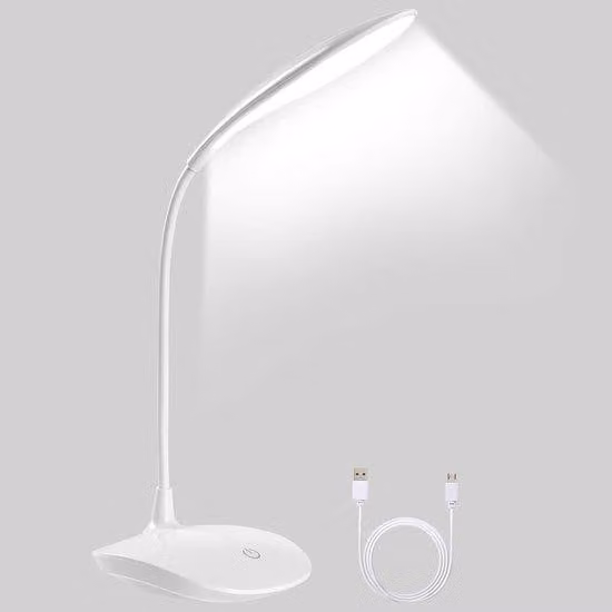 Lampada da tavolo USB flessibile e dimmerabile con protezione per gli occhi, 3 livelli di luminosità, comando touch