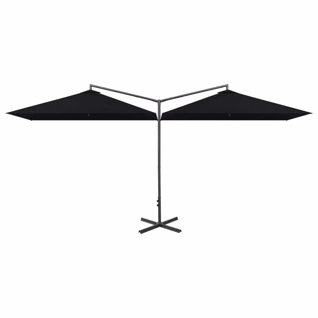 Ombrellone Doppio vidaXL con Palo in Acciaio Nero e Copertura in Poliestere L: 600 cm, P: 300 cm, H: 260 cm – 2