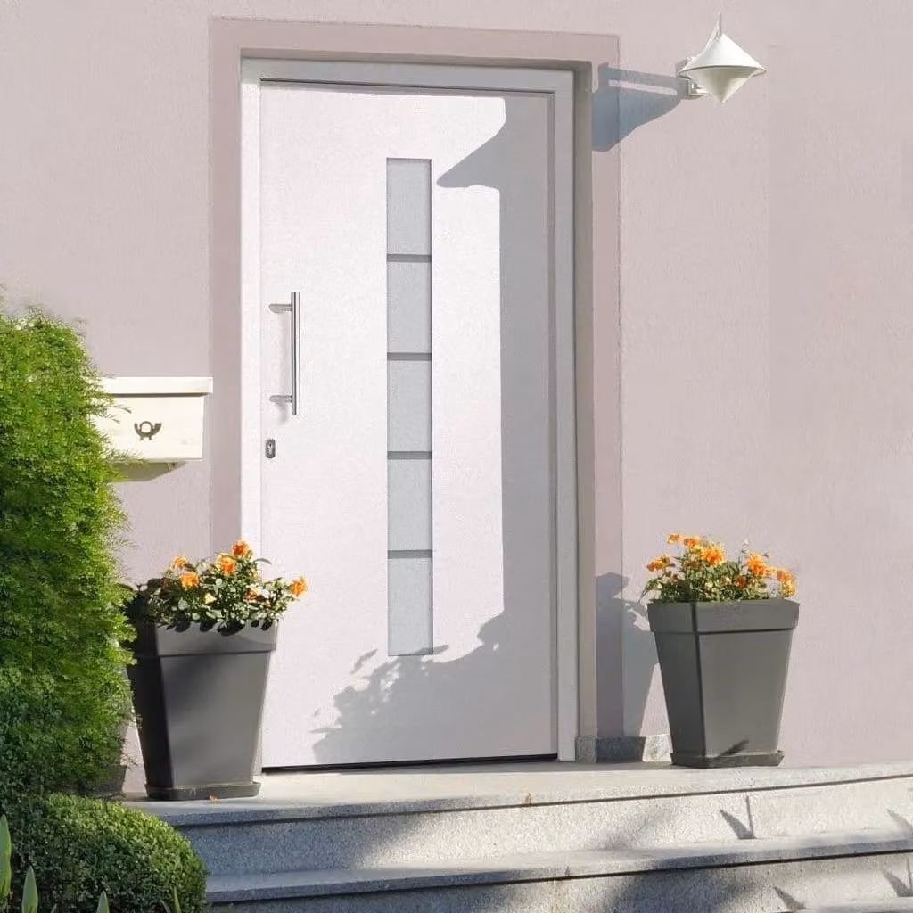 The Living Store porta d'ingresso in alluminio e PVC bianco 100x210 cm