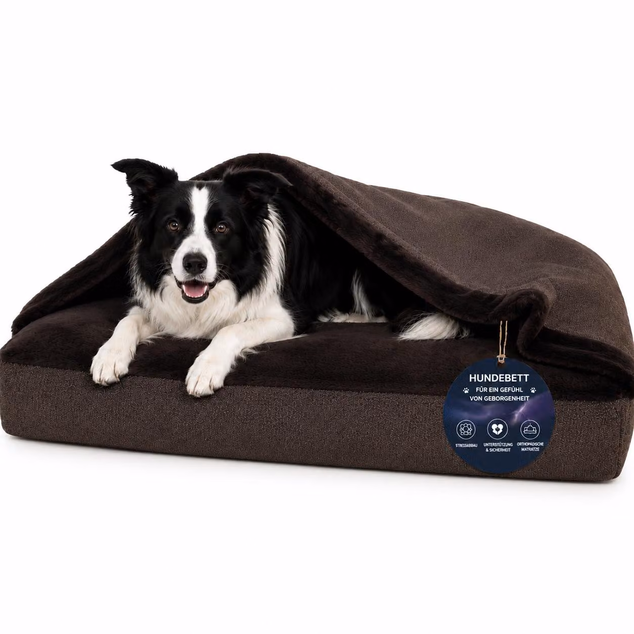 Cuccia ortopedica per cani tipo tana, che allevia le articolazioni L 90 × 70 cm, marrone