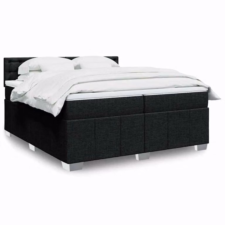 Letto Ibrido vidaXL con Materasso a Molle Insacchettate e Illuminazione Sottostante, Nero e Bianco, 200 x 200 cm