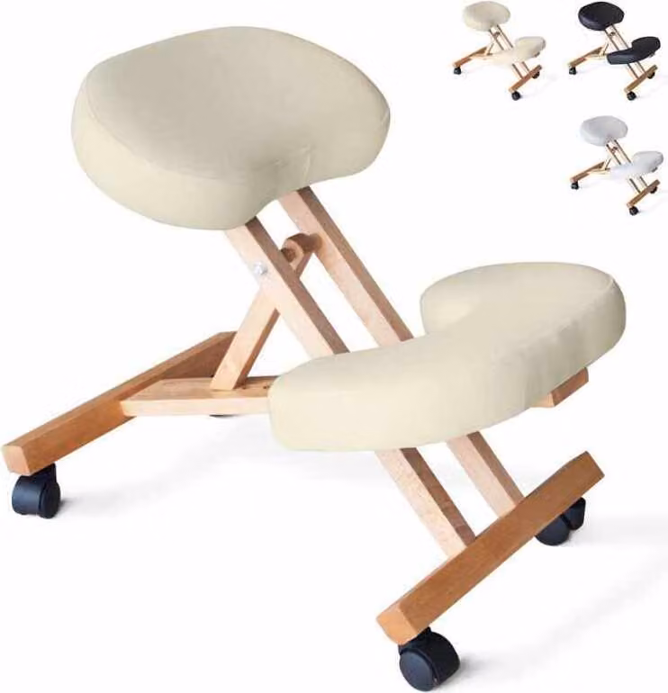 Sgabello svedese ortopedico per ufficio sedia ergonomica per inginocchiarsi Balancewood - Beige