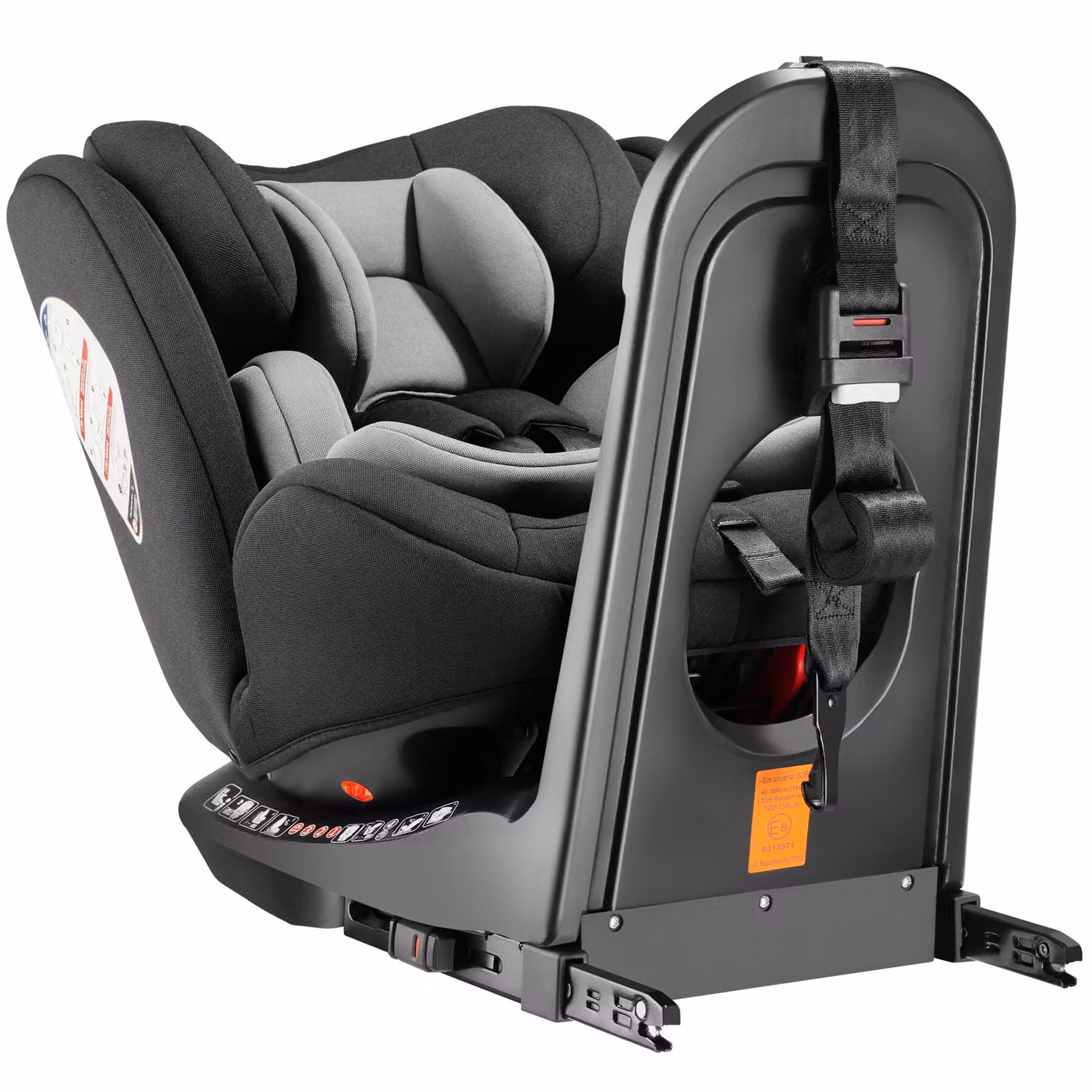 Seggiolino auto girevole tectake con sistema ISOFIX, omologazione i-Size per bambini da 100 a 150 cm, grigio e nero – 4