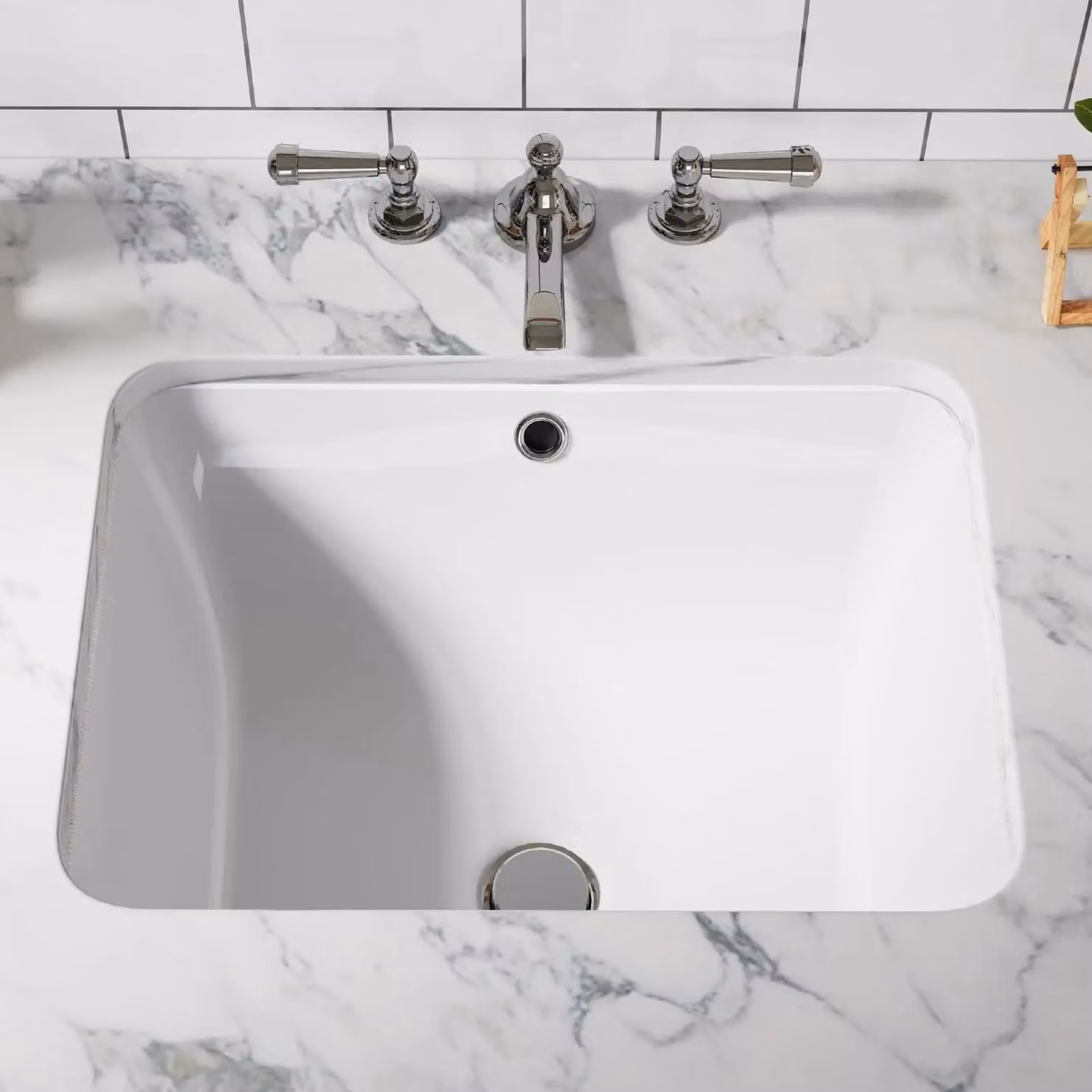 Lavabo in Vetroceramica - Lavabo da appoggio - Rettangolare - Adatto a miscelatore monocomando - Con troppofilo - 550 × 400 × 200 mm - Bianco