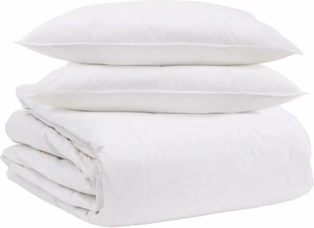 Set di 3 pezzi composto da duvet e cuscini in piuma d'anatra e cotone, bianco, 240 x 220 cm