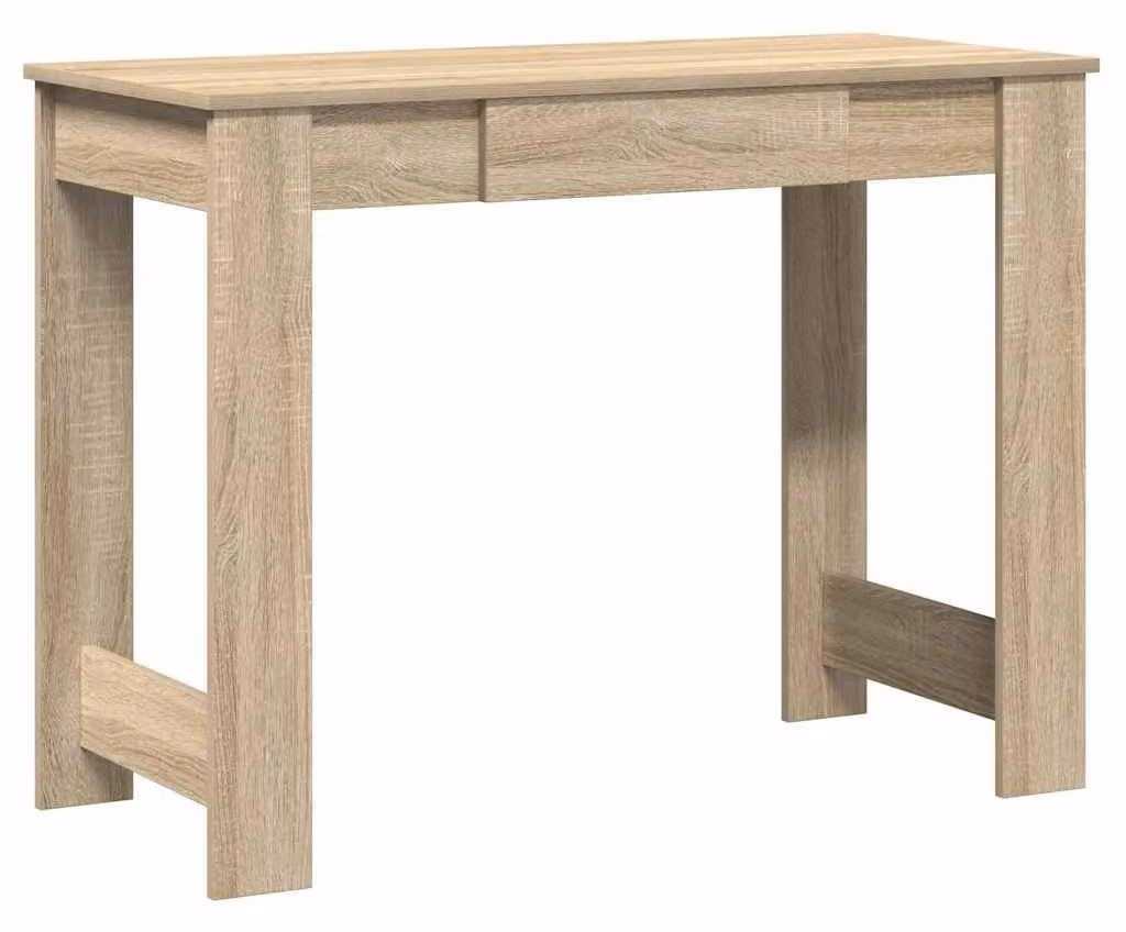 Scrivania in legno massello con finitura effetto noce Sonoma