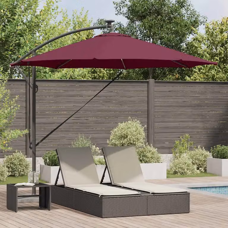 Ombrellone a braccio mobile vidaXL rosso in poliestere e alluminio L/P/H: 294 x 294 x 248 cm