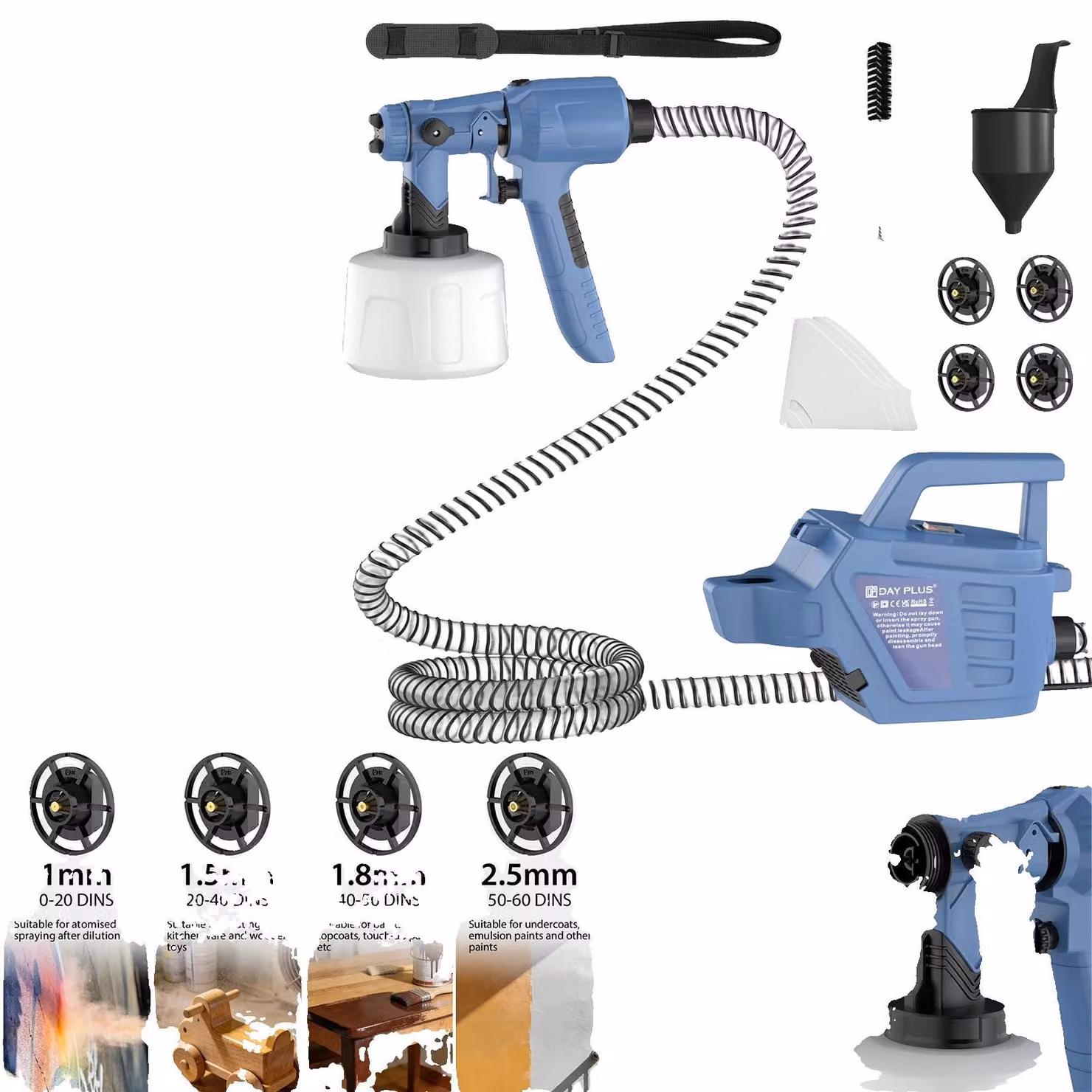 Pistola a spruzzo, design ad alte prestazioni, applicazioni versatili, colore blu e nero