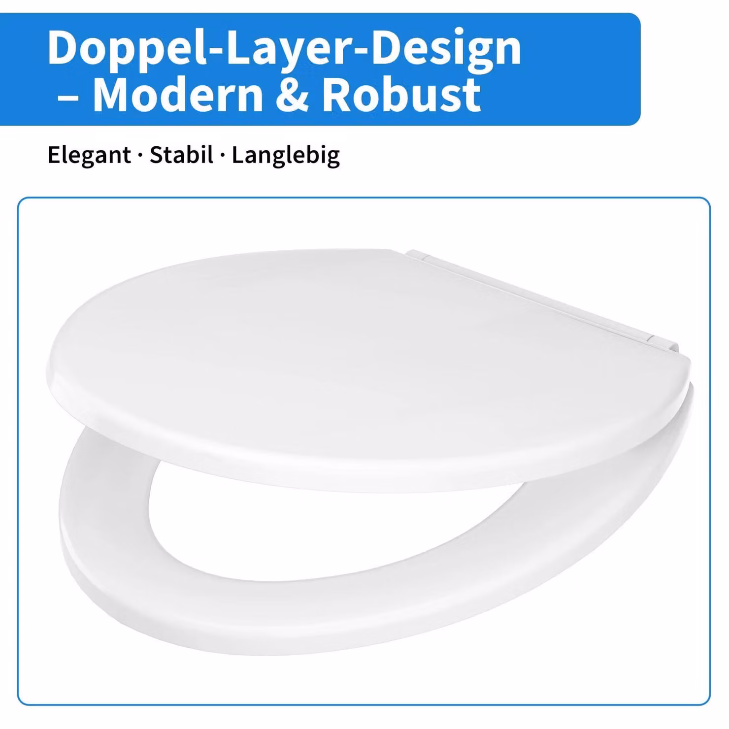 Copertura per WC universale e robusta – Sedile per WC a forma di "O", a doppio strato – Plastica PP antibatterica – Chiusura ammortizzata – Sistema di fissaggio rapido – Facile da pulire – Resistente fino a 150 kg