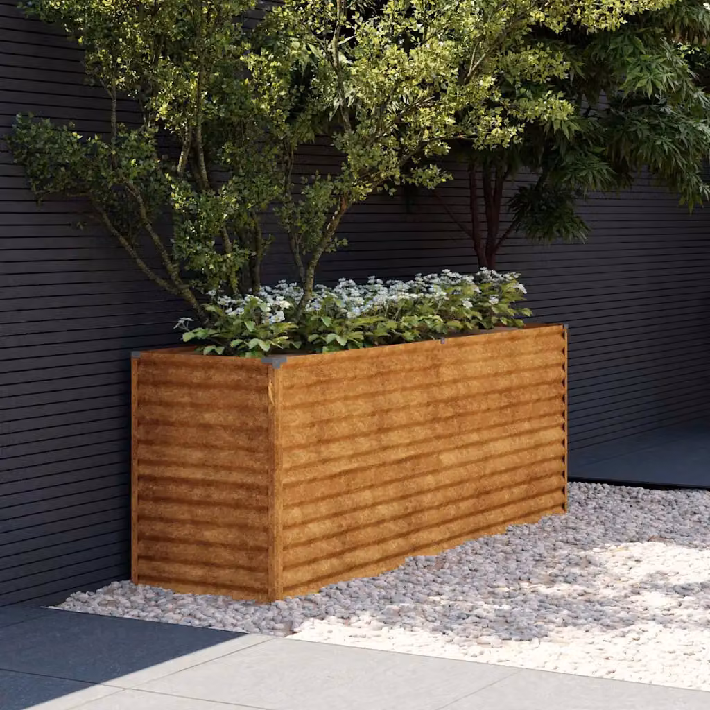 Letto rialzato da giardino vidaXL in acciaio Corten marrone L: 196 cm, P: 50 cm, H: 69 cm