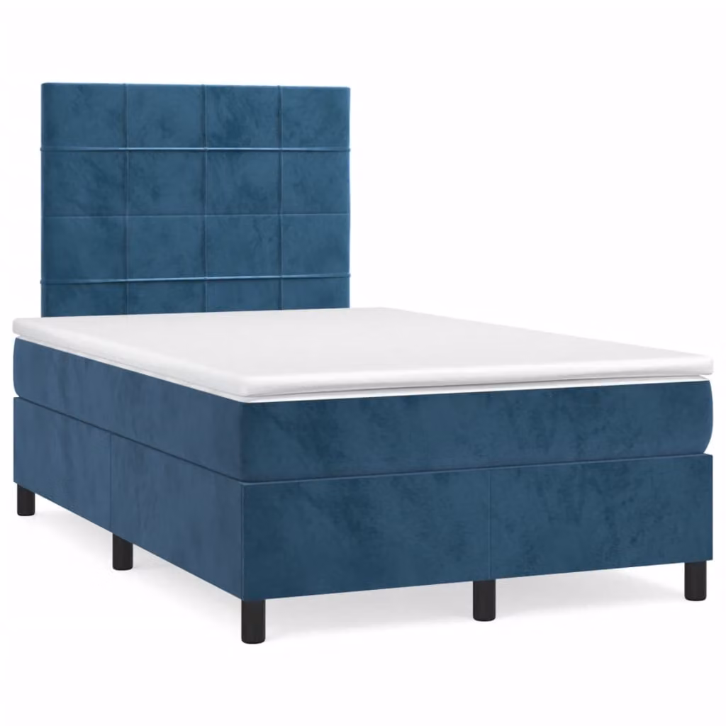 Maison Exclusive - Letto a Molle Materasso e LED Blu Scuro 120x190 cm in Velluto
