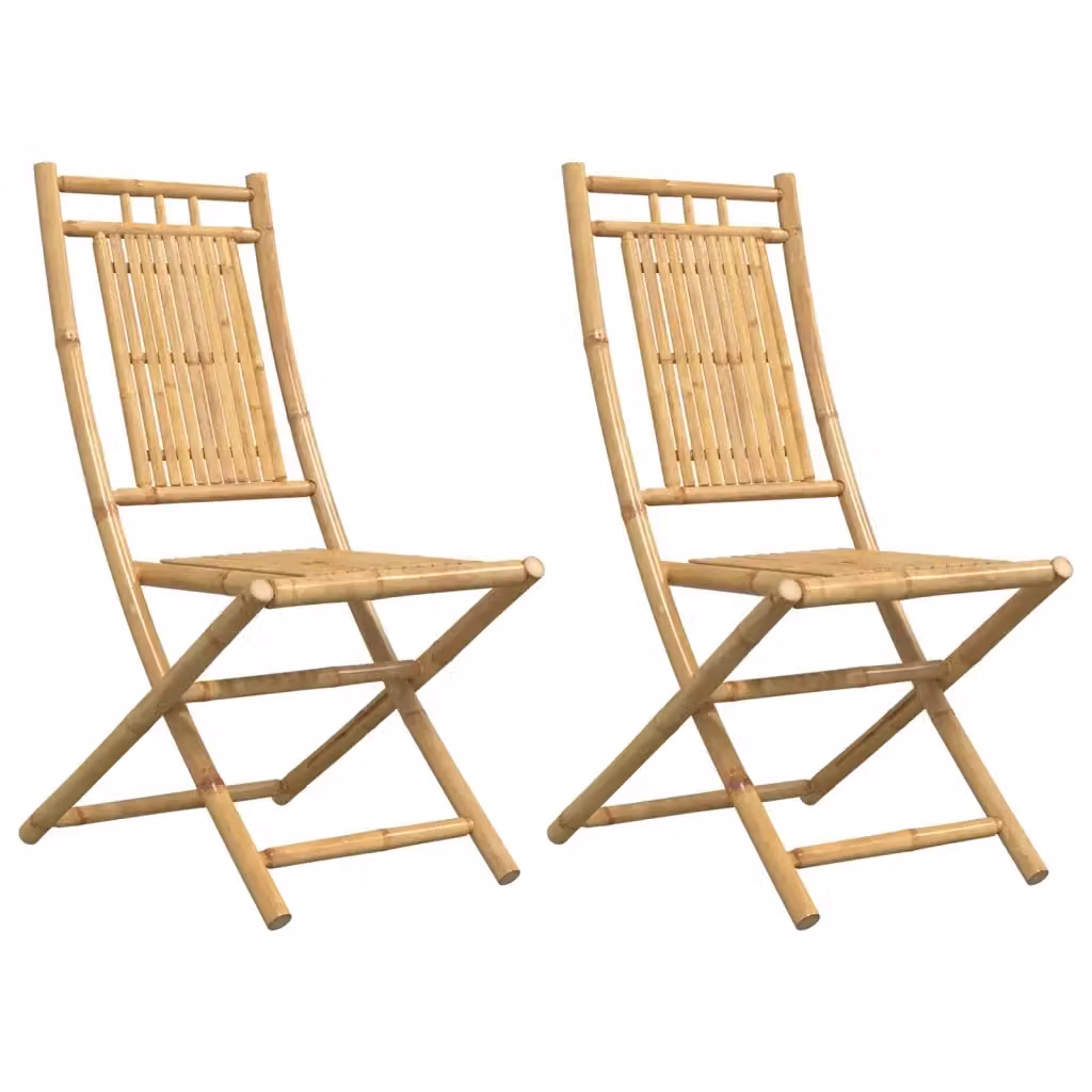 Set di 2 sedie pieghevoli vidaXL in bambù multicolore H 99 x L 46 x P 43 cm – 2