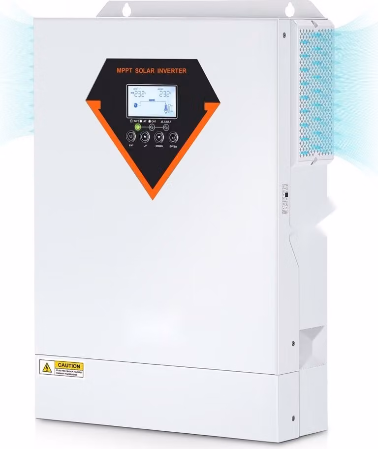 inverter solare ibrido 2 in 1 Inverter solare da 5500W 11000VA a onda sinusoidale pura Display LCD MPPT 3 modalità di carica: carica solare, carica di rete, carica ibrida e 4 modalità di uscita: UTL, SOL, SBU, SUB
