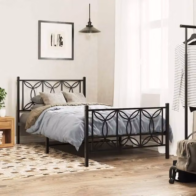 Giroletto con testiera e pediera in metallo nero vidaXL L/P: 100 x 200 cm