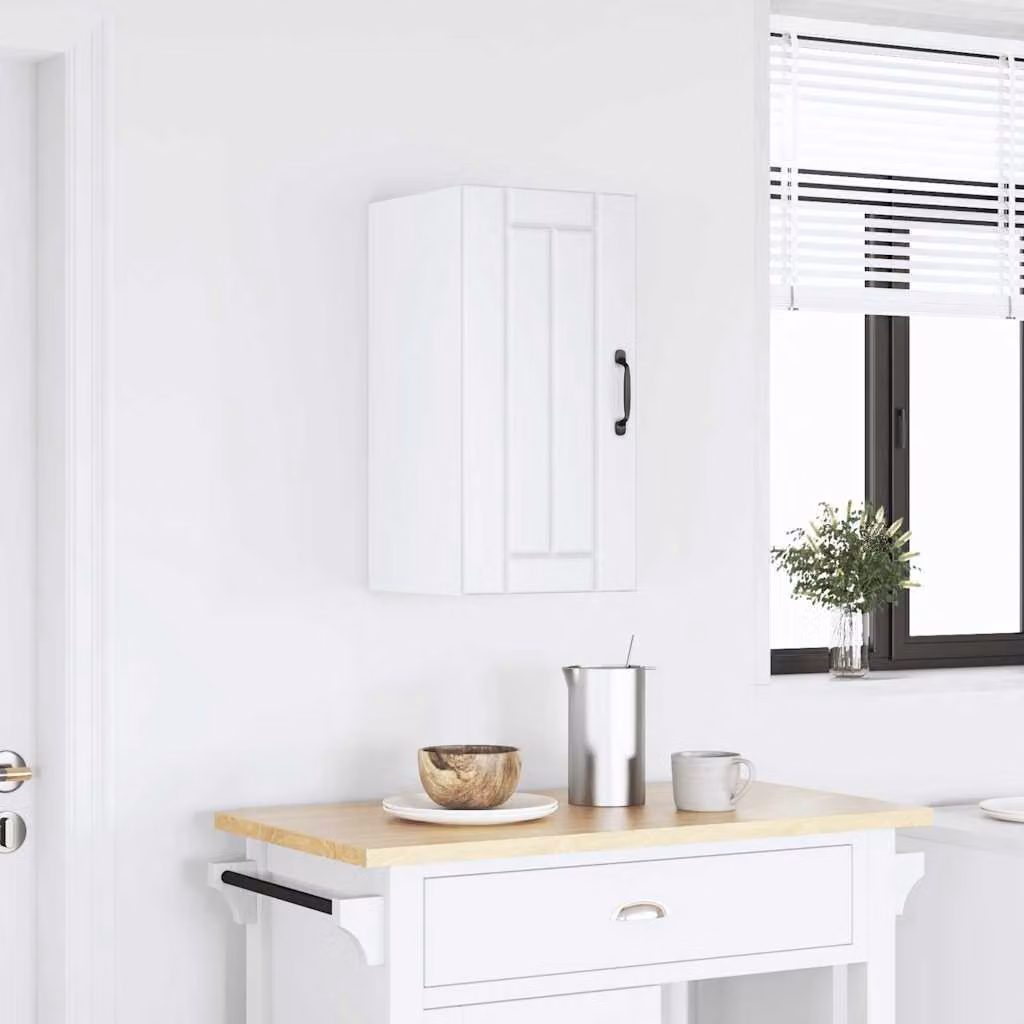 Pensile da cucina moderno vidaXL Lucca bianco con ante in vetro e legno MDF L/P/H: 60 x 30 x 31 cm