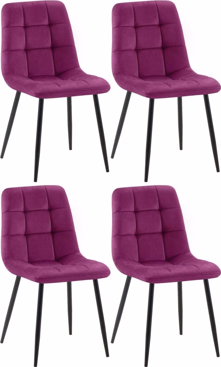 Set di quattro sedie per sala da pranzo - sedie da cucina - confortevole imbottitura in velluto