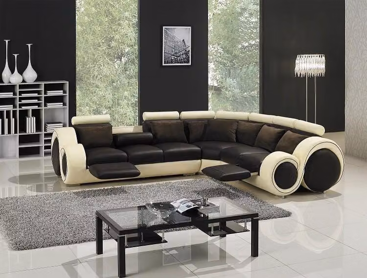 Ecksofa Leder Sofa Couch Polster Eck Sitz Wohnlandschaft Garnitur L-Form