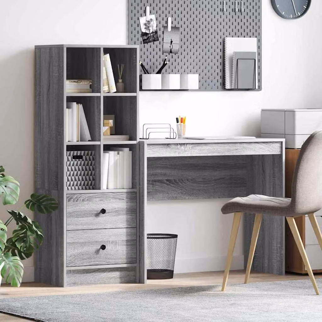 Maison Exclusive - Scrivania con cassetto 2 pcs Grigio Sonoma