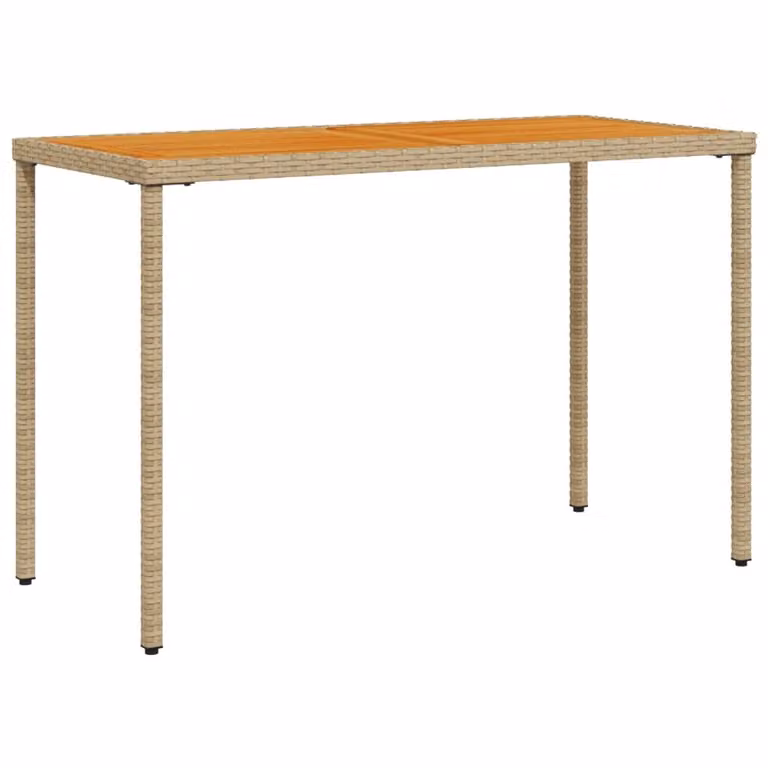 Tavolo Giardino Piano Legno Acacia Beige 115x54x74cm Polyrattan