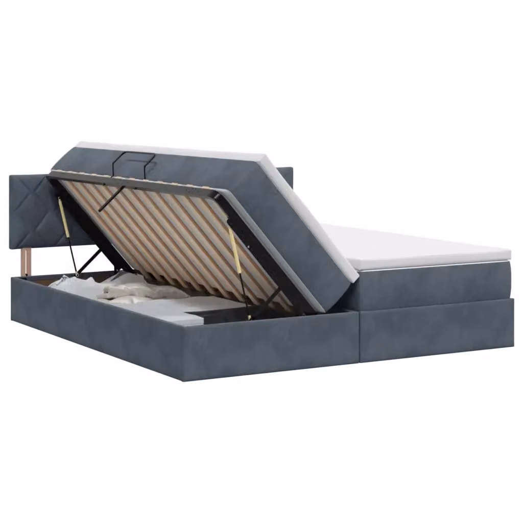 Letto con Contenitore e Testiera Moderna vidaXL in Tessuto Grigio e Bianco L/P/H: 180 x 200 x 88 cm – 2