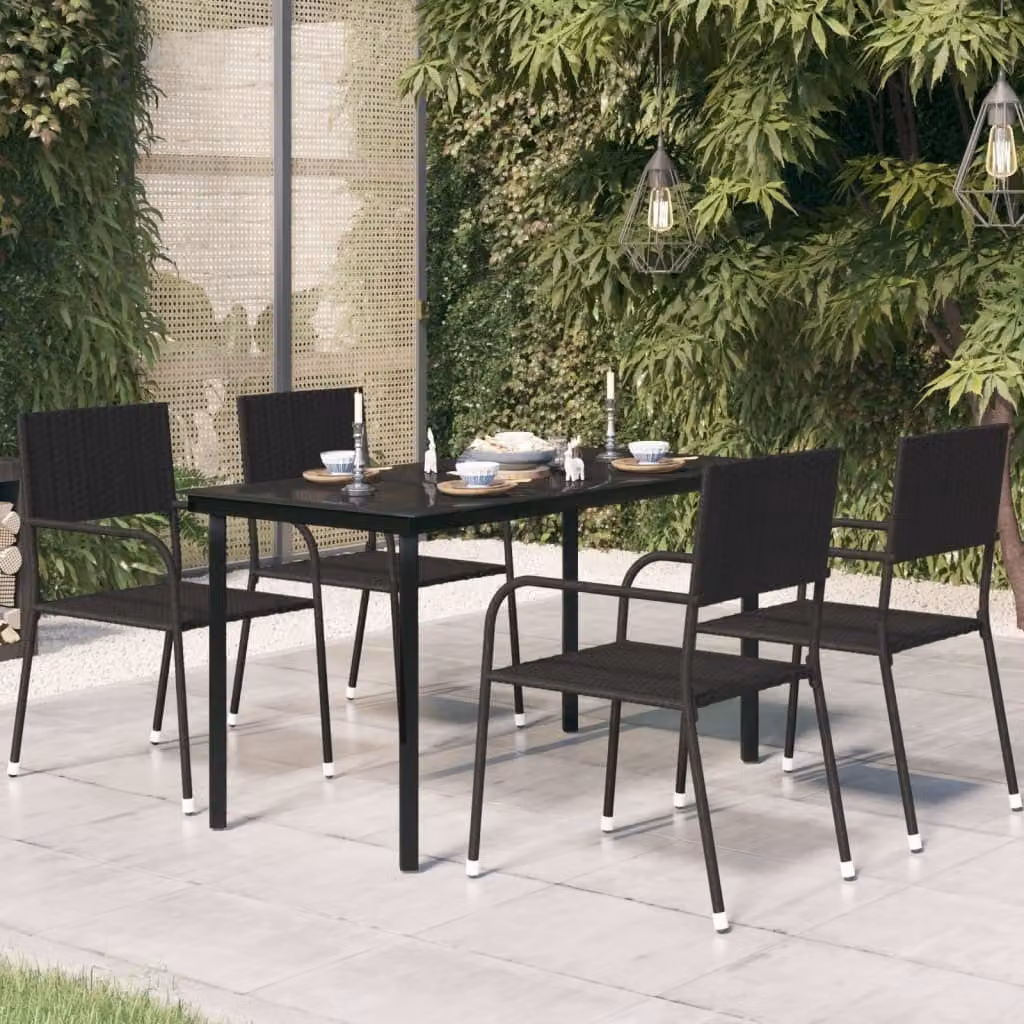 Maison Exclusive - Tavolo da pranzo da giardino nero 140x70x74 cm in acciaio e vetro