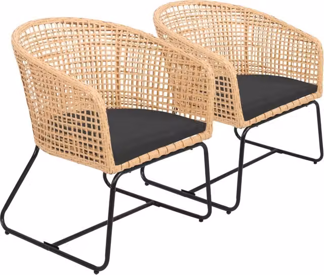 Set di 2 poltrone in rattan sintetico con cuscini RINA