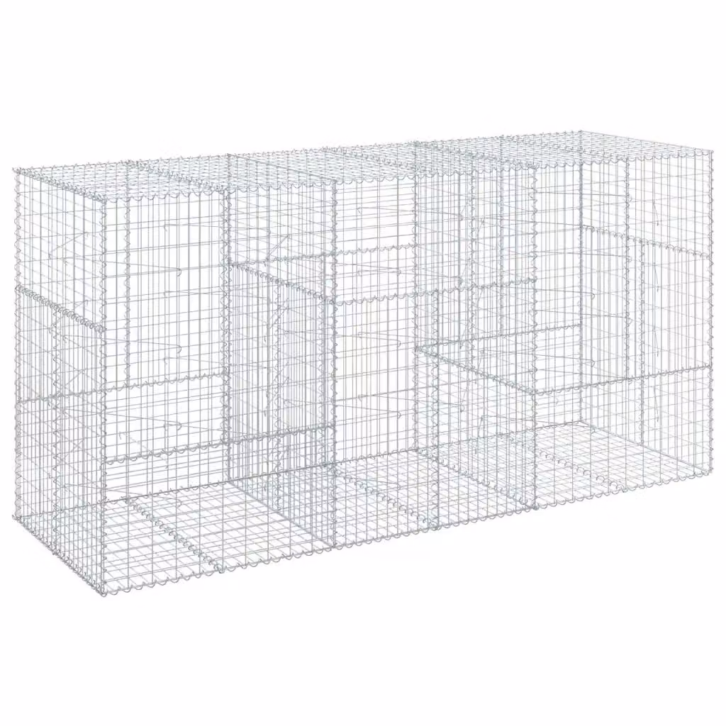 Cesto Gabbione con Copertura vidaXL in Ferro Zincato Grigio L: 300 cm, P: 100 cm, H: 150 cm – 2