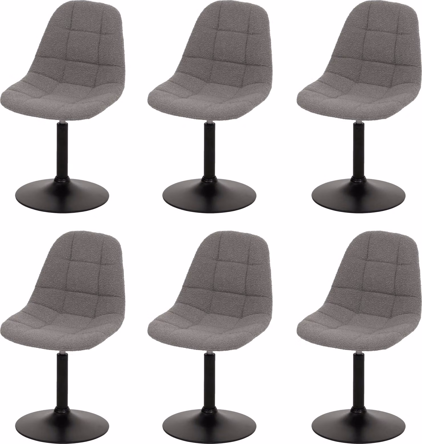 Set di 6 sedie da pranzo | A x L x P 83 x 47 x 43 cm | Altezza seduta 47 cm | Acciaio Tessuto/bouclé | Grigio | Sedia da cucina Sedia girevole
