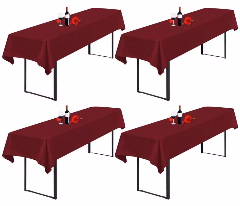 Tovaglia per birreria, set da 4 pezzi, 100 x 250 cm, color borgogna, impermeabile, in poliestere